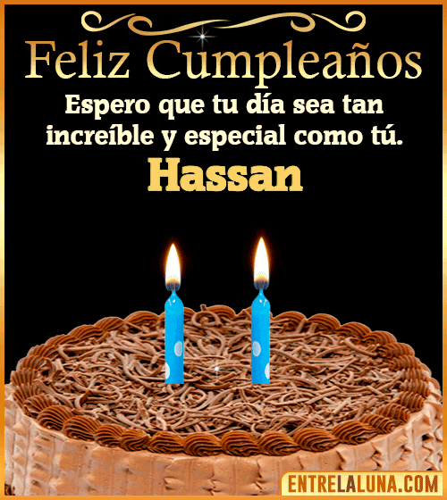 Gif de pastel de Feliz Cumpleaños Hassan
