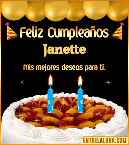 Gif de pastel de Cumpleaños Janette