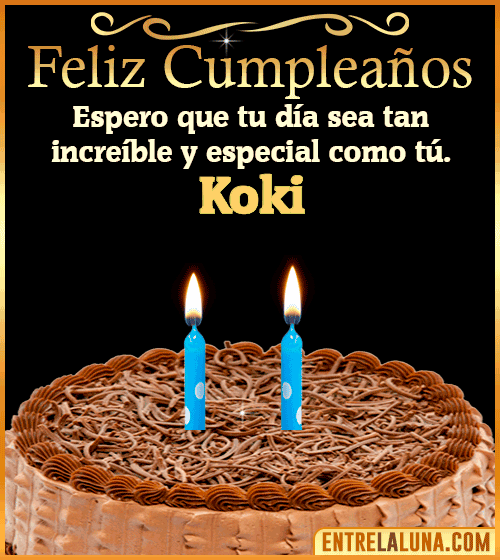 Gif de pastel de Feliz Cumpleaños Koki
