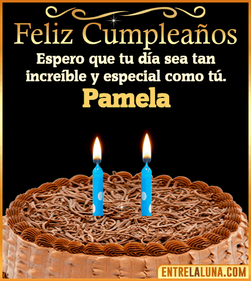 Gif de pastel de Feliz Cumpleaños Pamela