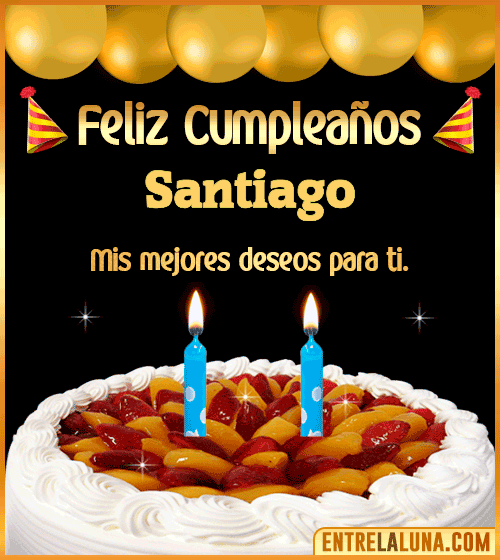 Gif de pastel de Cumpleaños Santiago