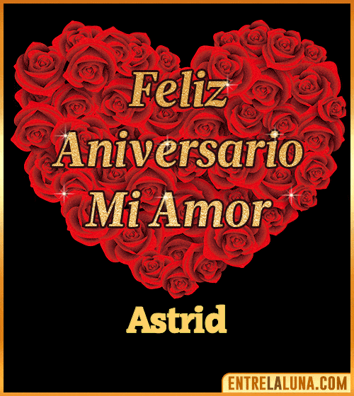 Corazón con Mensaje feliz aniversario mi amor Astrid