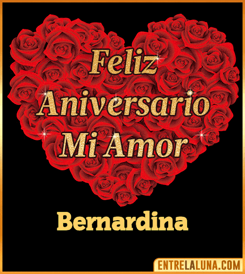 Corazón con Mensaje feliz aniversario mi amor Bernardina
