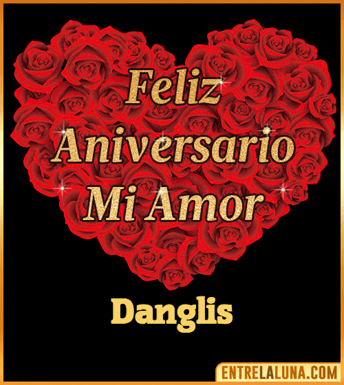 Corazón con Mensaje feliz aniversario mi amor Danglis
