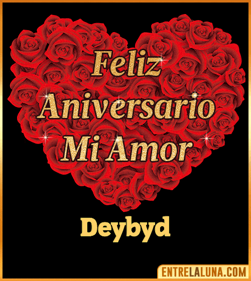 Corazón con Mensaje feliz aniversario mi amor Deybyd