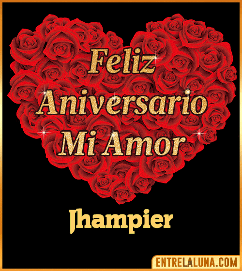 Corazón con Mensaje feliz aniversario mi amor Jhampier