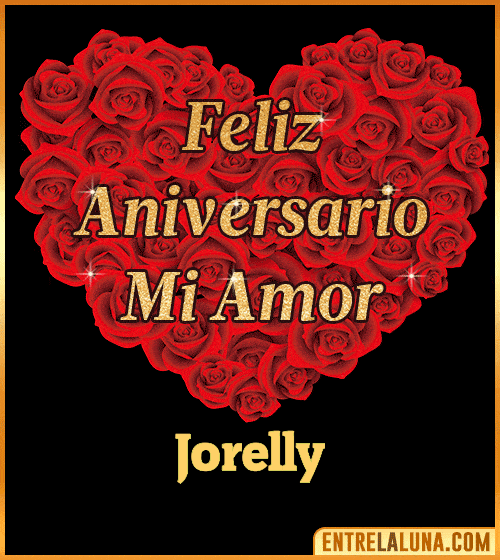 Corazón con Mensaje feliz aniversario mi amor Jorelly