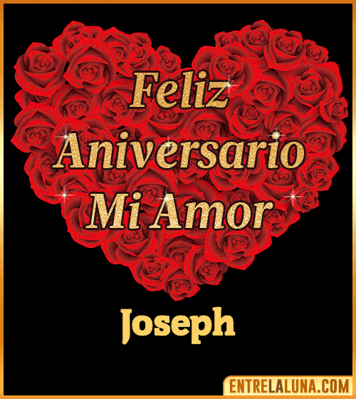 Corazón con Mensaje feliz aniversario mi amor Joseph