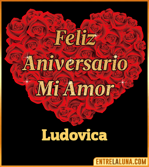 Corazón con Mensaje feliz aniversario mi amor Ludovica