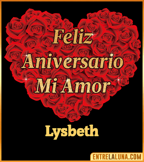 Corazón con Mensaje feliz aniversario mi amor Lysbeth