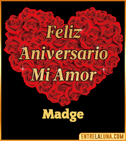 Corazón con Mensaje feliz aniversario mi amor Madge