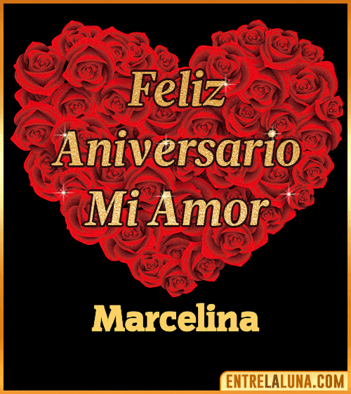 Corazón con Mensaje feliz aniversario mi amor Marcelina