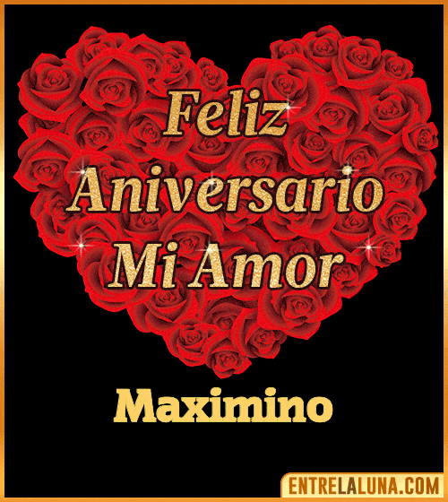 Corazón con Mensaje feliz aniversario mi amor Maximino