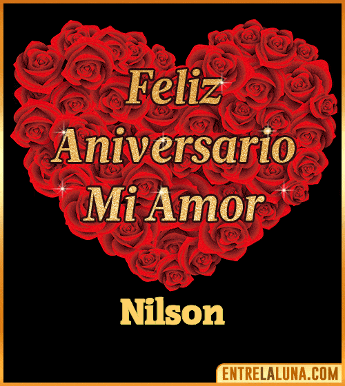 Corazón con Mensaje feliz aniversario mi amor Nilson