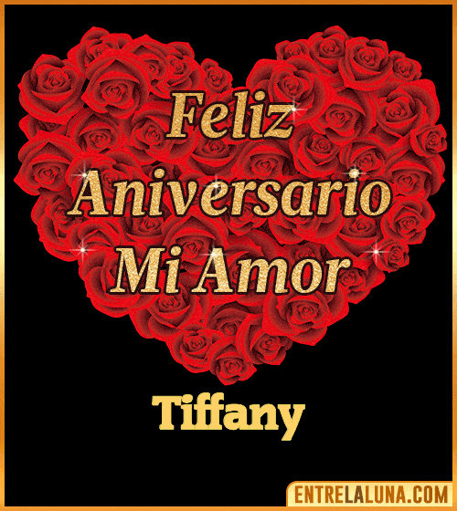 Corazón con Mensaje feliz aniversario mi amor Tiffany