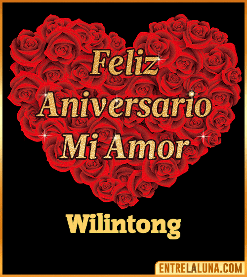 Corazón con Mensaje feliz aniversario mi amor Wilintong